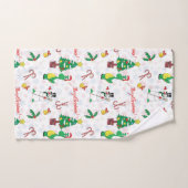 dinosaure de Noël et bonhomme de neige (Serviette à main)