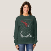 dinosaure de Noël festif laide sweatshirt (Devant entier)