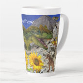 Dinosaure de tournesol Latte Mug (Angle droit)