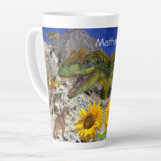 Dinosaure de tournesol Latte Mug (Angle gauche)