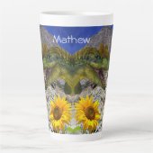 Dinosaure de tournesol Latte Mug (Devant)