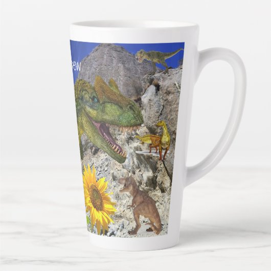 Dinosaure de tournesol Latte Mug (Droite)