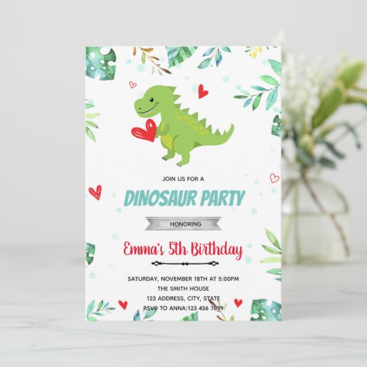 Dinosaure de Valentine invitation (Debout devant)
