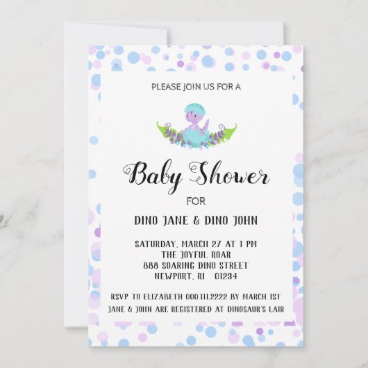 *~* Dinosaure d'éclosion Invitation de la douche p (Dos)