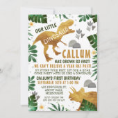 Dinosaure d'or vert Invitation de fête d'anniversa (Devant)