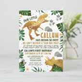 Dinosaure d'or vert Invitation de fête d'anniversa (Debout devant)