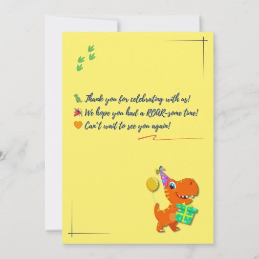 Dinosaure Editable Invitation Anniversaire (Dos)