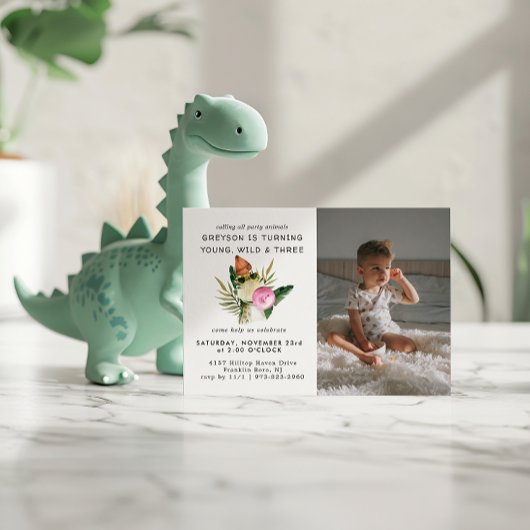 Dinosaure élégant | Invitation d'anniversaire