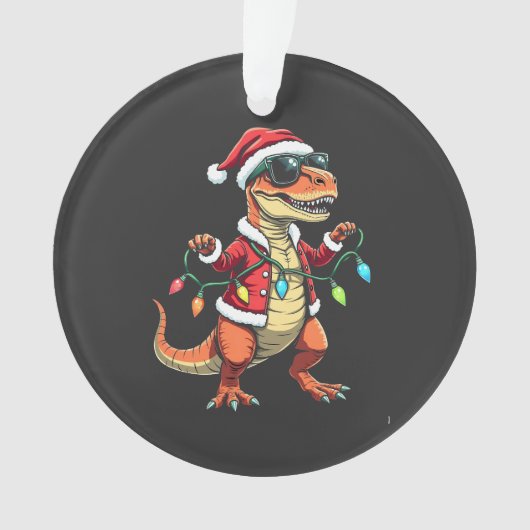 Dinosaure enveloppé de lumières de Noël Santa Hat (devant)