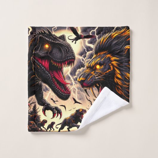 Dinosaure Et Lion (Gant de toilette)