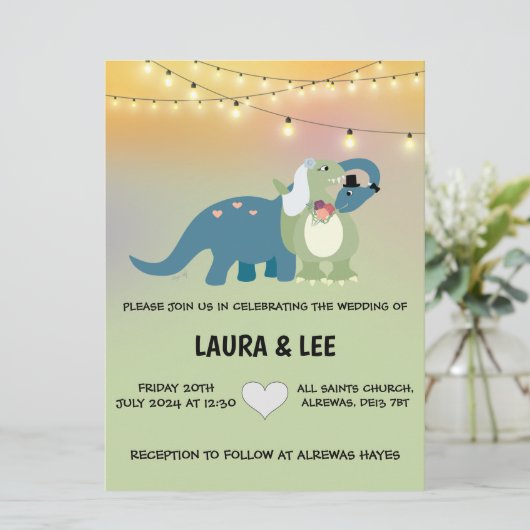 Dinosaure Faire-part de mariage (Debout devant)