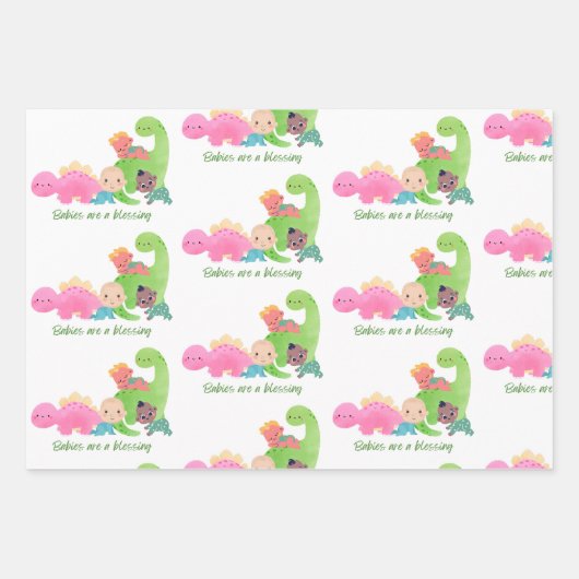 Dinosaure fête fun faveurs, Papier enveloppant, En (Devant 3)