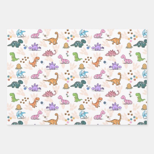 Dinosaure fête fun faveurs, Papier enveloppant, En (Devant)
