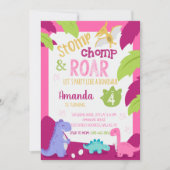 Dinosaure fille Stomp & Chomp Invitation d'anniver (Devant)