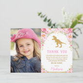 Dinosaure Floral Anniversaire T-Rex Carte de remer (Debout devant)