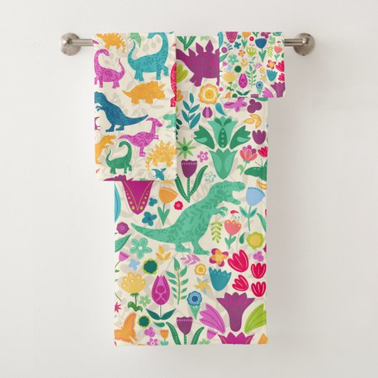 Dinosaure Floral Folk Silhouettes Belles Filles (En situation)