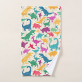 Dinosaure Floral Folk Silhouettes Belles Filles (Serviette à main)