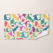 Dinosaure Floral Folk Silhouettes Belles Filles (Serviette à main)