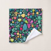 Dinosaure Floral Folk Silhouettes Belles Filles (Gant de toilette)