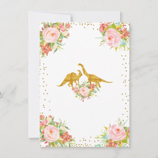 Dinosaure Floral Invitation d'anniversaire (Dos)