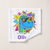 Dinosaure funky des années 90 avec lunettes de sol (Gant de toilette)