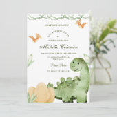 Dinosaure Hatching Bientôt Baby shower Invitation (Debout devant)