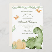 Dinosaure Hatching Bientôt Baby shower Invitation (Devant / Derrière)