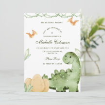 Dinosaure Hatching Bientôt Baby shower Invitation