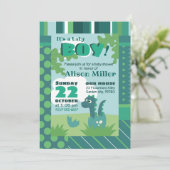 dinosaure invitation baby shower dans l'oeuf (Debout devant)