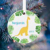 Dinosaure Jaune Brontosaurus Souvenir Noël