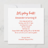 Dinosaure jouant au football, invitation d'anniver (Dos)