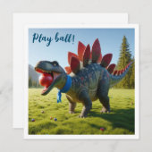 Dinosaure jouer au ballon, stegosaurus invitation  (Devant / Derrière)