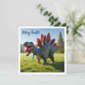 Dinosaure jouer au ballon, stegosaurus invitation  (Debout devant)