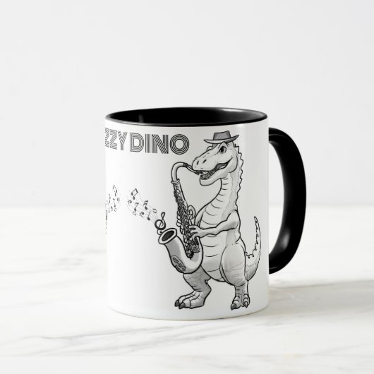 Dinosaure jouer saxophone Mug (Devant droit)