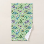 Dinosaure jurassique à grillage vert avec nom (Serviette à main)