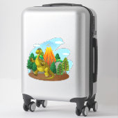 Dinosaure mignon avec Stickers Volcano (Sur valise)