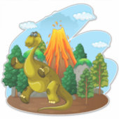 Dinosaure mignon avec Stickers Volcano (Devant)