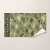 Dinosaure Motif, Dinosaur Silhouette, Votre Nom (Serviette à main)