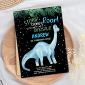 Dinosaure noir bleu vert Invitations d'anniversair