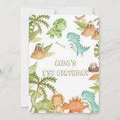 Dinosaure One-A-Saurur Invitation de premier anniv (Dos)