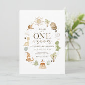 Dinosaure One-a-saurus 1er anniversaire Invitation (Debout devant)