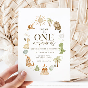 Dinosaure One-a-saurus 1er anniversaire Invitation