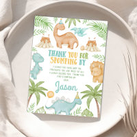 Dinosaure orange bleu Carte de remerciements d'ann