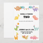 Dinosaure Personnalisé Invitation de fête d'annive (Devant / Derrière)