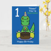 Dinosaure pour enfants Carte Anniversaire N'import (Fleur jaune)