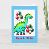Dinosaure pour enfants, carte d'anniversaire pliée (Devant)
