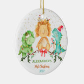 Dinosaure pour le premier ornement de Noël du bébé (Droite)