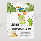 Dinosaure première invitation anniversaire (Devant / Derrière)