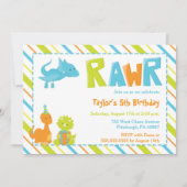 Dinosaure RAWR Invitation de fête d'anniversaire (Devant)