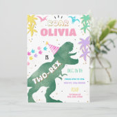 Dinosaure rose à deux rapports fille 2e invitation (Debout devant)